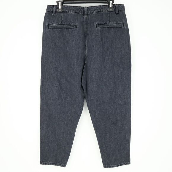 Zara Jeans Womens 31 Waist Baggy High Rise Tapered Leg Crop Blue Stretch Denim - Picture 2 of 14